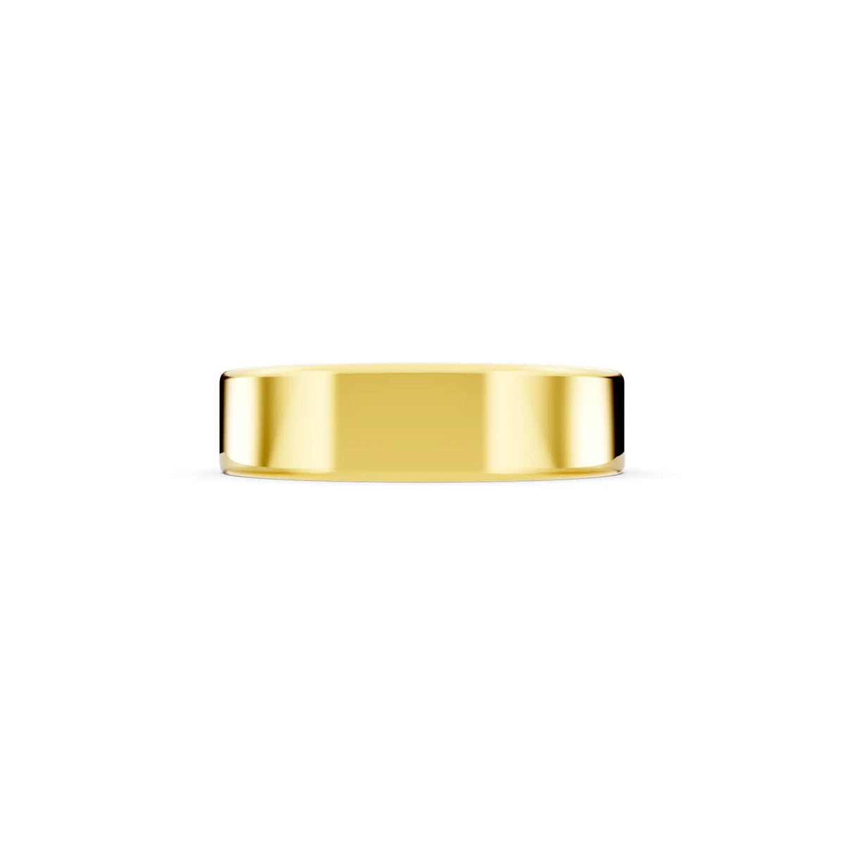 14K Yellow Gold Men's Soft Edge Flat Wedding Band - 5mm - Side