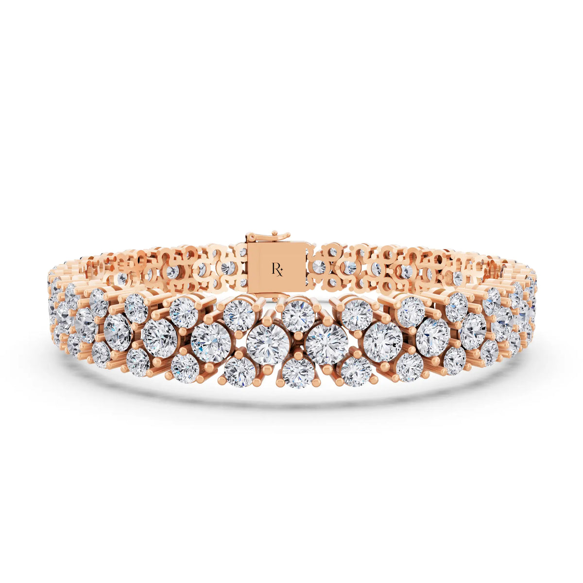 14K Rose Gold Multi Row Round Cut Diamond Tennis Bracelet - Main