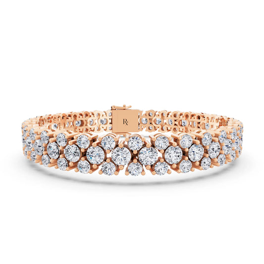 14K Rose Gold Multi Row Round Cut Diamond Tennis Bracelet - Main