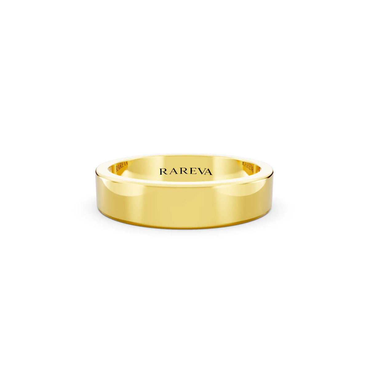 10K Yellow Gold Men's Soft Edge Flat Wedding Band - 4.5mm - Front