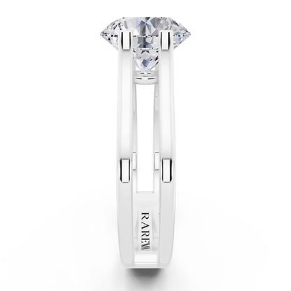 Platinum Round Cut Diamond Solitaire Ring with Open Split Band - Side view