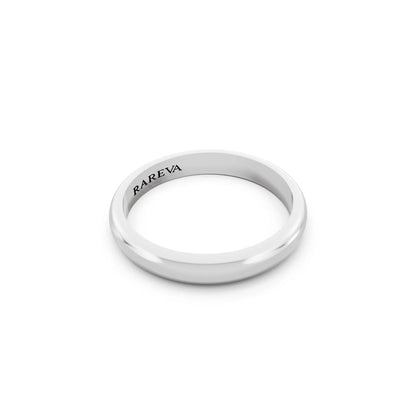 14K White Gold Men's Classic Dome Wedding Band - 3mm - Left
