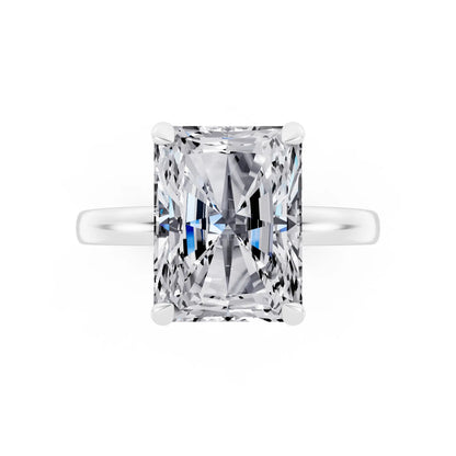 Platinum Radiant Cut Diamond Solitaire Ring with Pave Collar - top angle