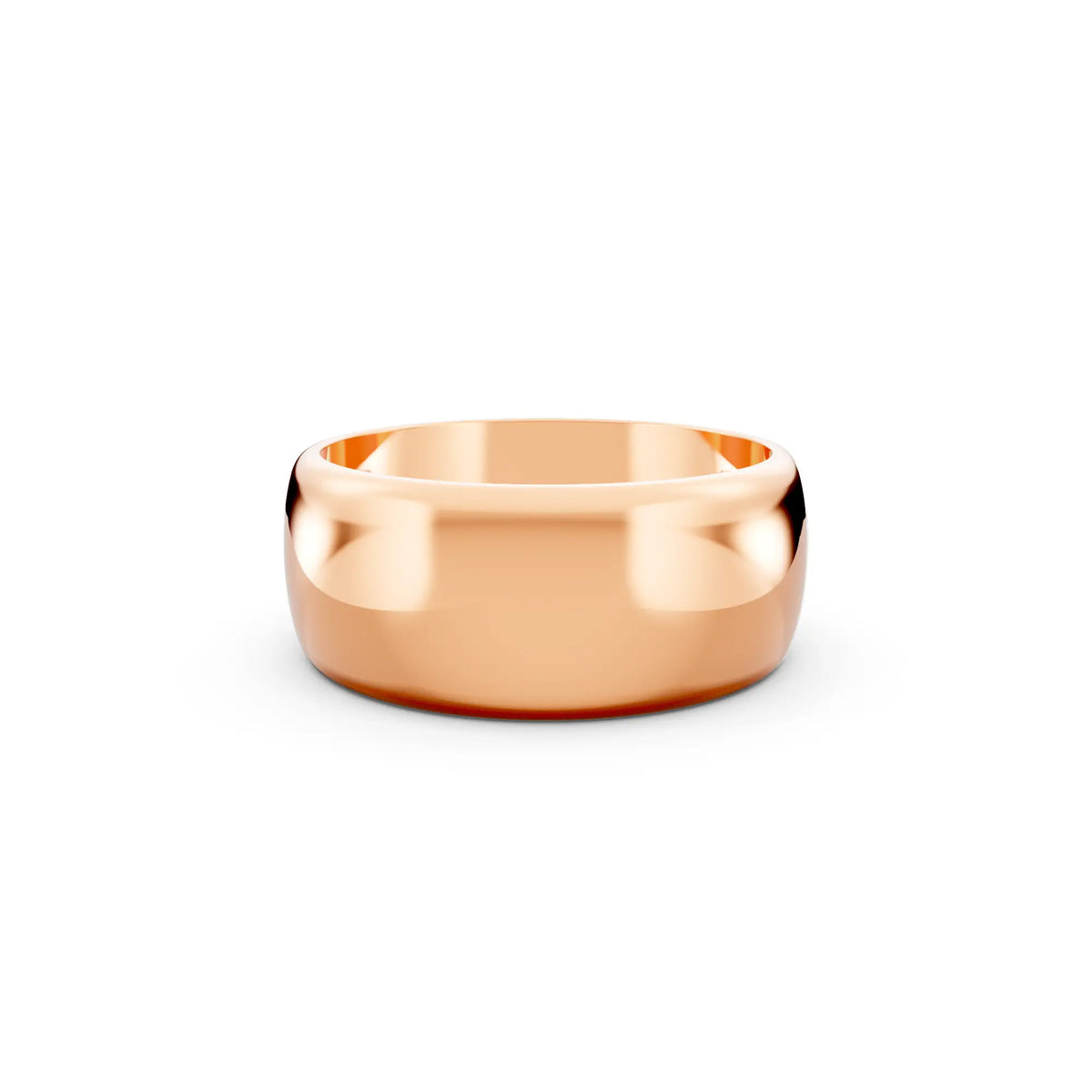 14K Rose Gold Men's Classic Dome Wedding Band - 8mm - Front