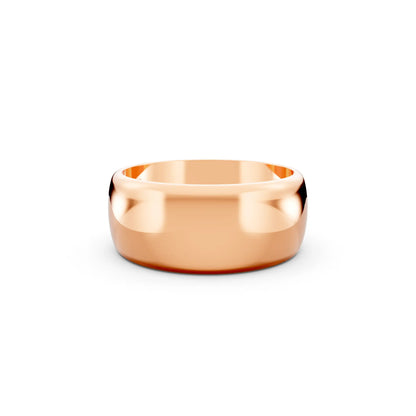 14K Rose Gold Men's Classic Dome Wedding Band - 8mm - Front