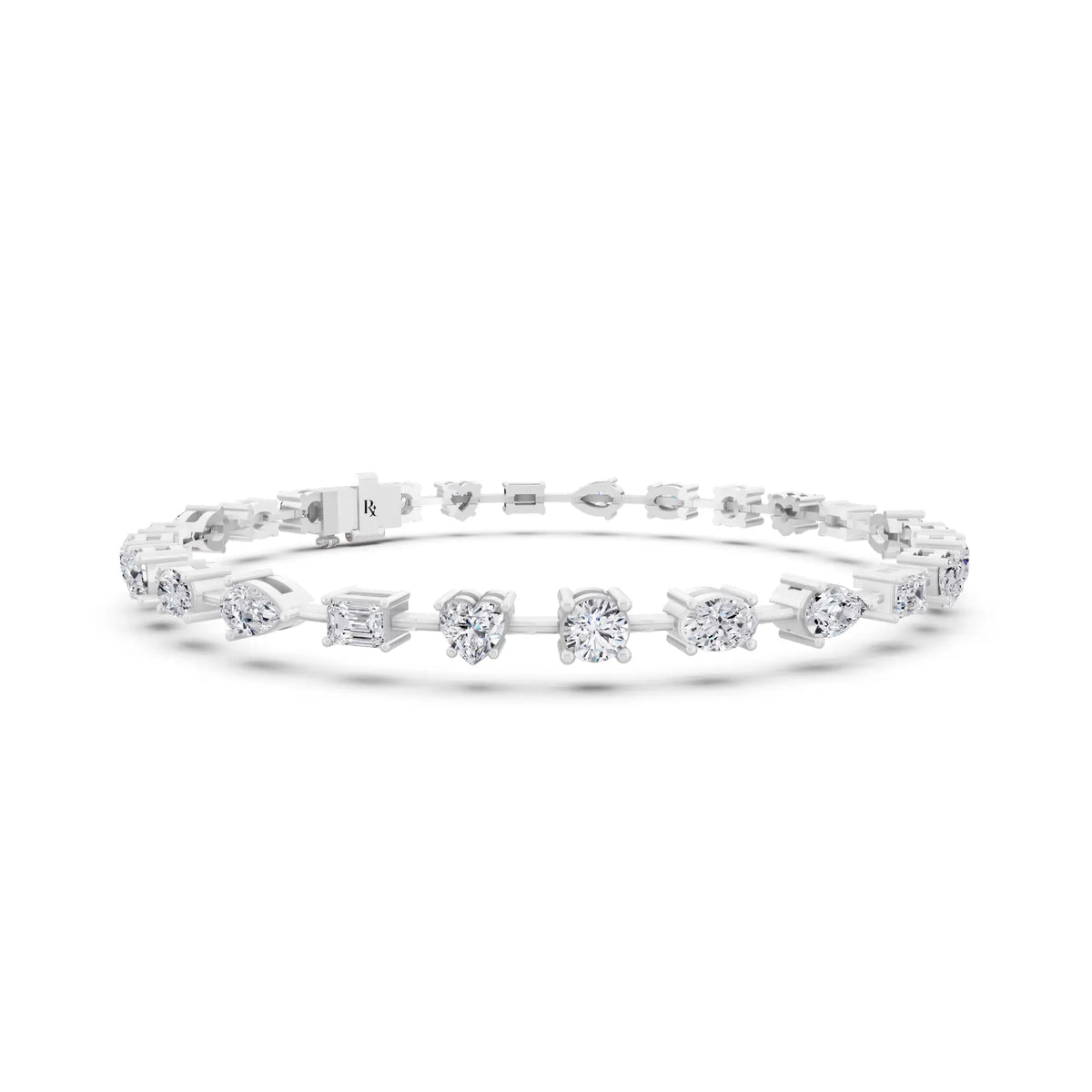 Platinum Multi Shape Diamond Tennis Bracelet - Top1