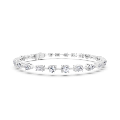 Platinum Multi Shape Diamond Tennis Bracelet - Top1