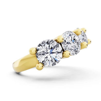 14K Yellow Gold Seven Stone Round Cut Diamond Half Eternity Wedding Band - 3mm - Side