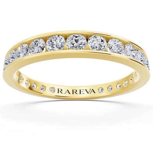 14K Yellow Gold Round Cut Diamond Channel Set Eternity Band - 2.5mm - Front