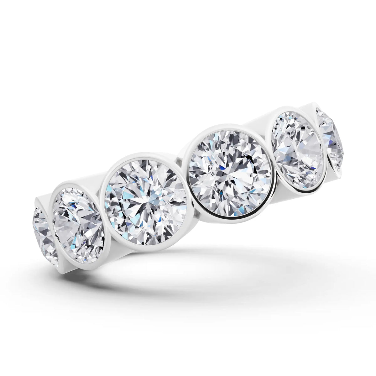 Platinum Round Cut Bezel Set Diamond Full Eternity Wedding Band - 5.9mm - Side