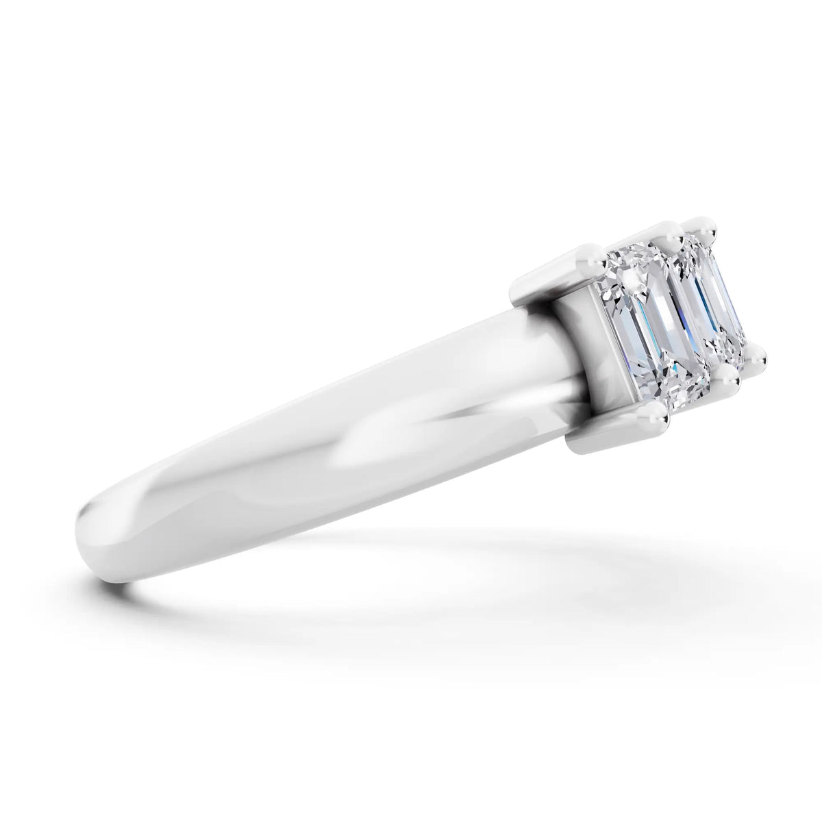 Platinum Seven Stone Emerald Cut Diamond Half Eternity Wedding Band - 2mm - Side