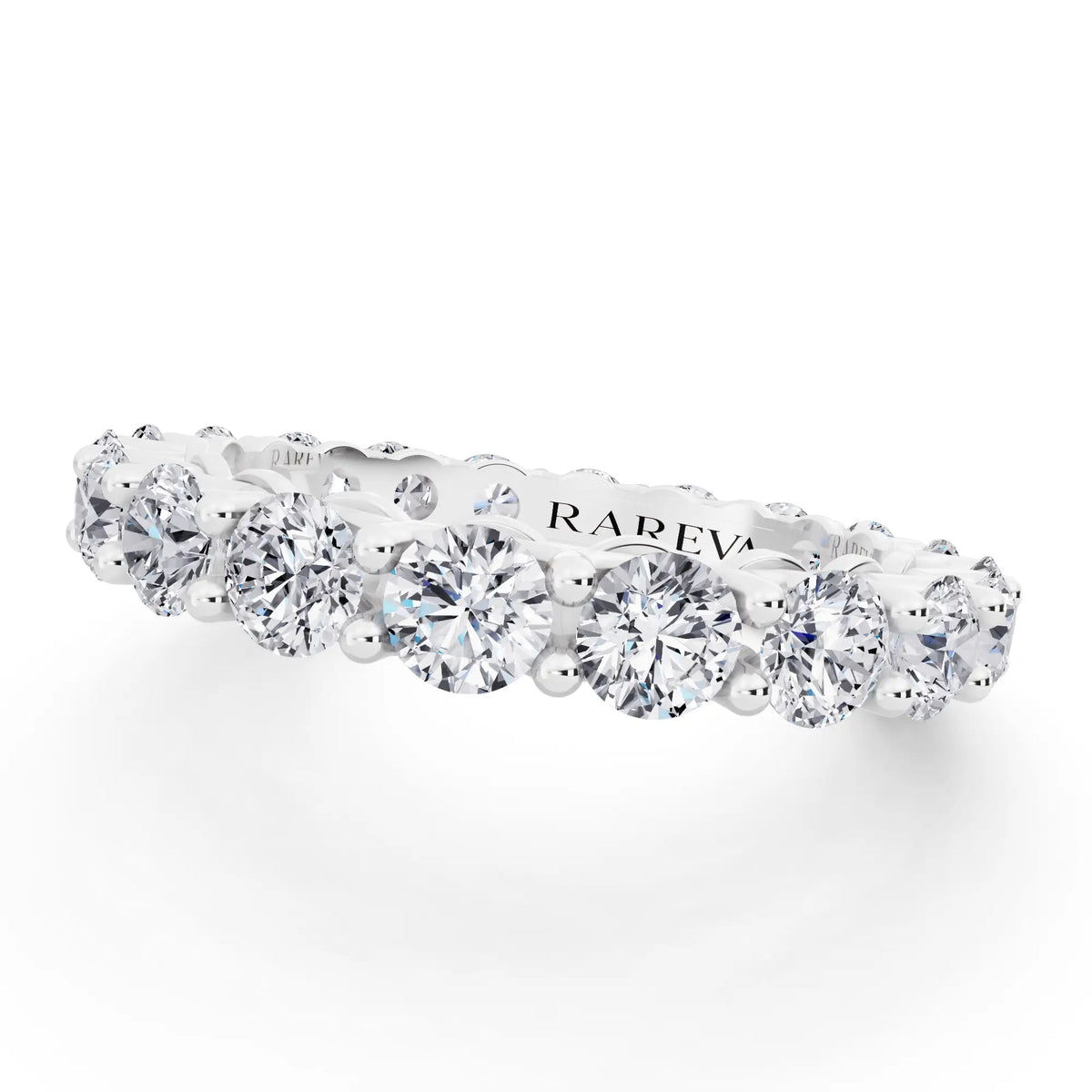 Platinum Round Cut Diamond Unity Prong Eternity Band - 3mm - Close up