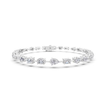 10K White Gold Multi Shape Diamond Tennis Bracelet - Main