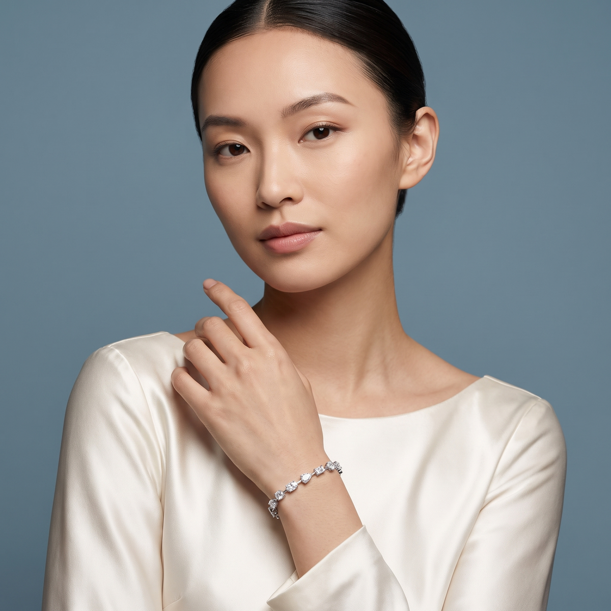 14K White Gold Multi Shape Diamond Tennis Bracelet - Beauty
