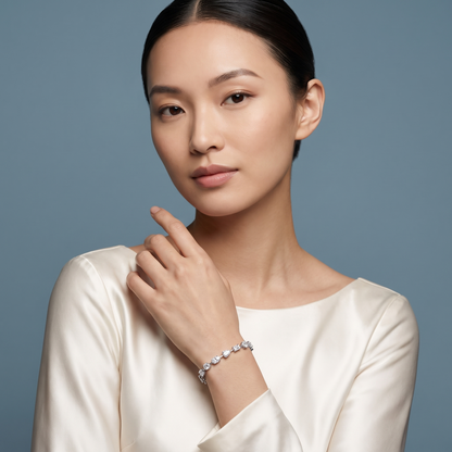 14K White Gold Multi Shape Diamond Tennis Bracelet - Beauty
