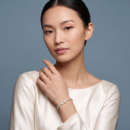 10K Yellow Gold Multi Shape Diamond Tennis Bracelet - Beauty