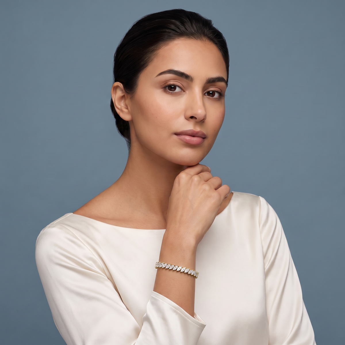10K Yellow Gold Marquise Cut Diamond Tennis Bracelet - Beauty