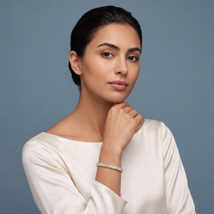 10K Yellow Gold Marquise Cut Diamond Tennis Bracelet - Beauty