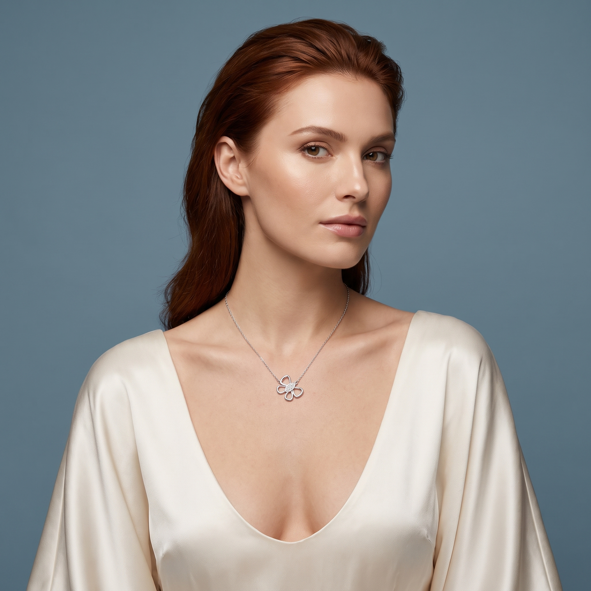 Platinum Floral Bow Diamond Pendant - Beauty