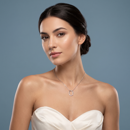 Platinum Open Oval Diamond Pendant - Beauty