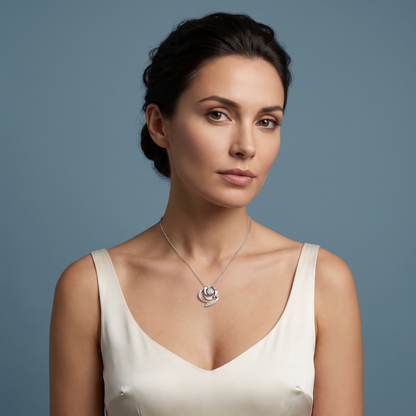 Platinum Spiral Pave Diamond Pendant - Beauty