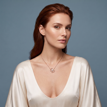 10KT Rose Gold Floral Bow Diamond Pendant - Beauty