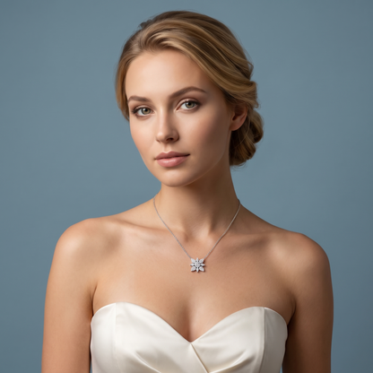 Silver Floral Petal Diamond Pendant - Beauty