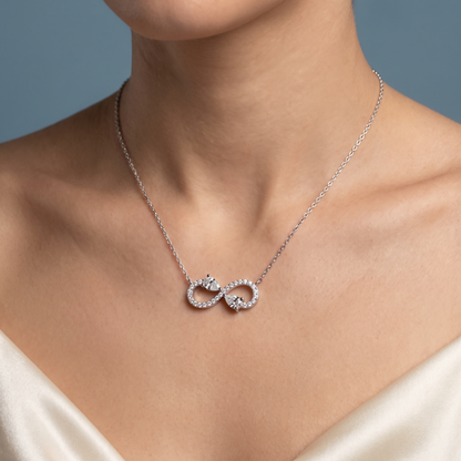 10KT White Gold Infinity Pear Diamond Pendant - Close-up