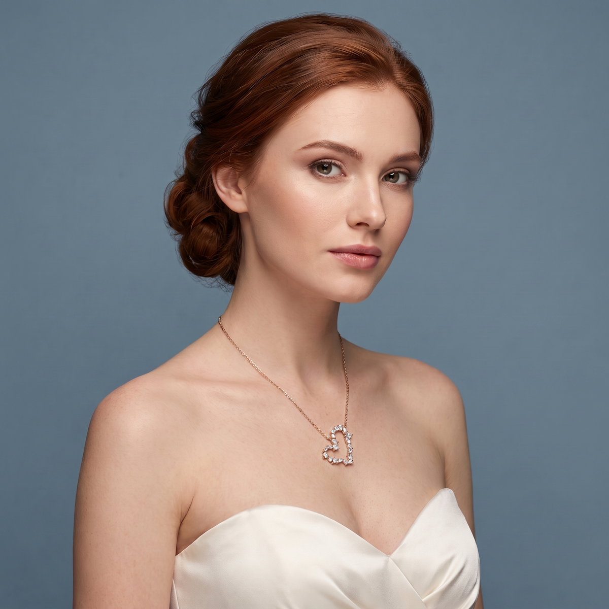 14KT Rose Gold Mixed Shape Open Heart Diamond Pendant - Beauty