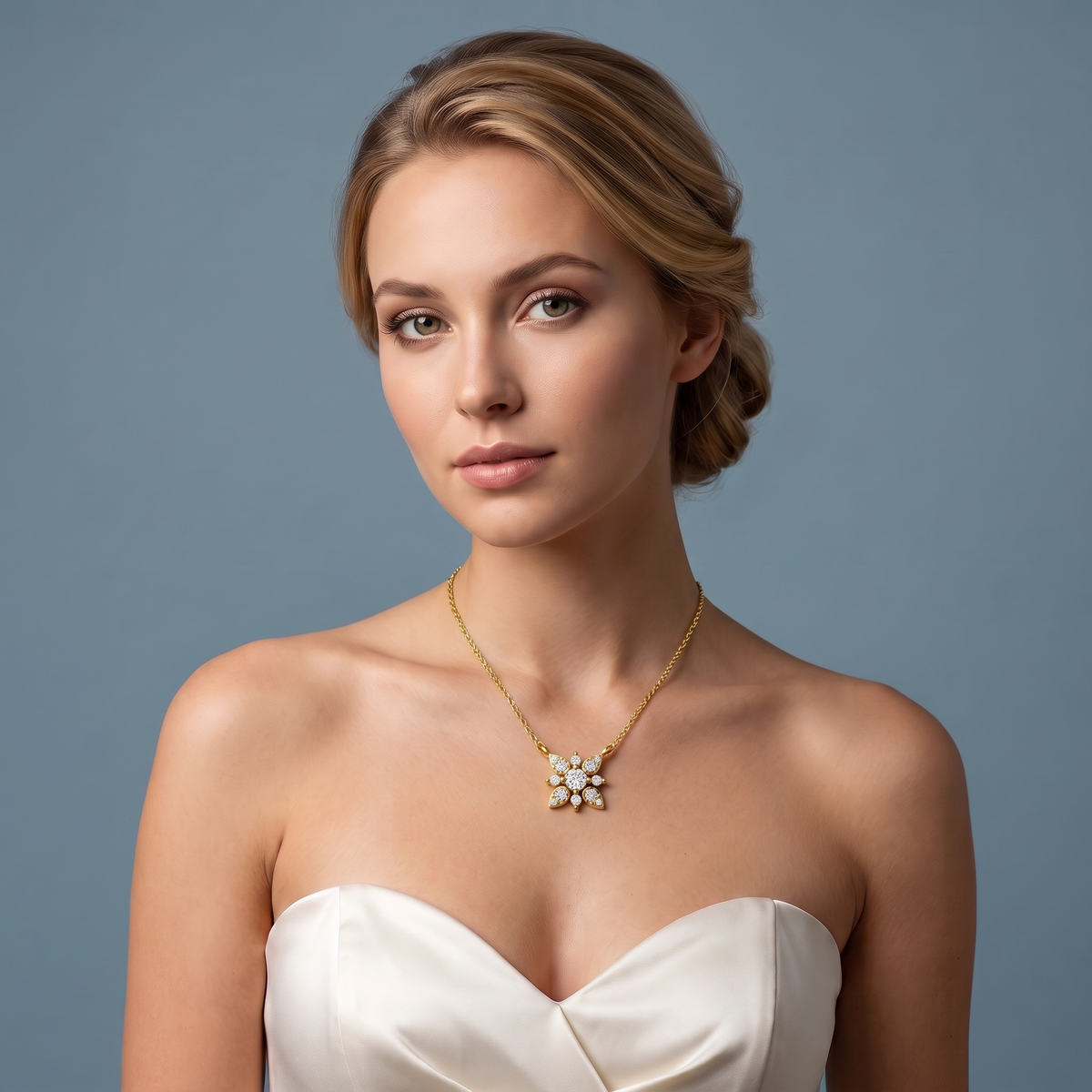 10KT Yellow Gold Floral Petal Diamond Pendant - Beauty