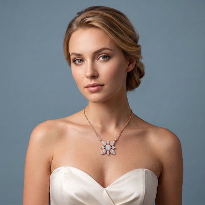 14KT Rose Gold Floral Petal Diamond Pendant - Beauty