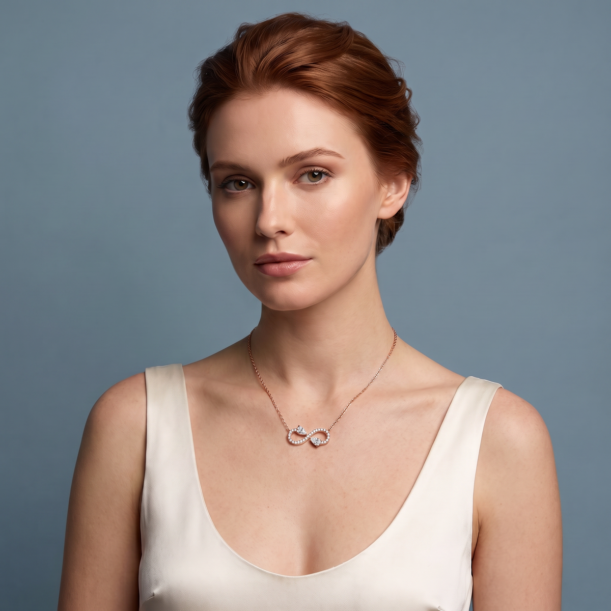 10KT Rose Gold Infinity Pear Diamond Pendant - Beauty
