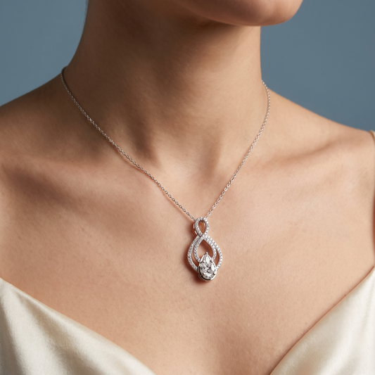 14KT White Gold Infinity Marquise Pear Diamond Pendant - Close-up