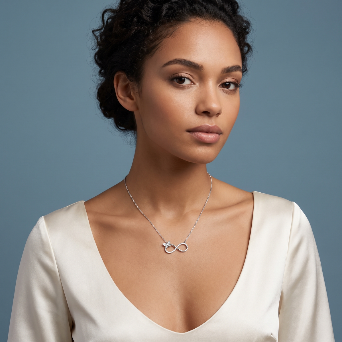 Silver Infinity Butterfly Diamond Pendant - Beauty