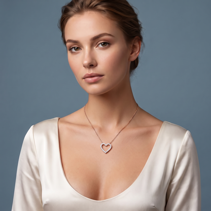 14KT Rose Gold Open Heart Diamond Pendant - Beauty