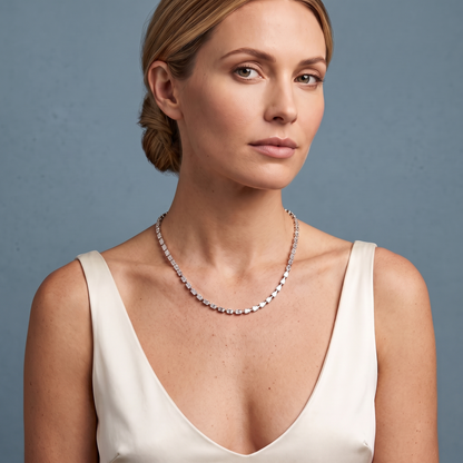 10KT Rose Gold Statement Emerald Cut Brilliant Diamond Necklace - Beauty