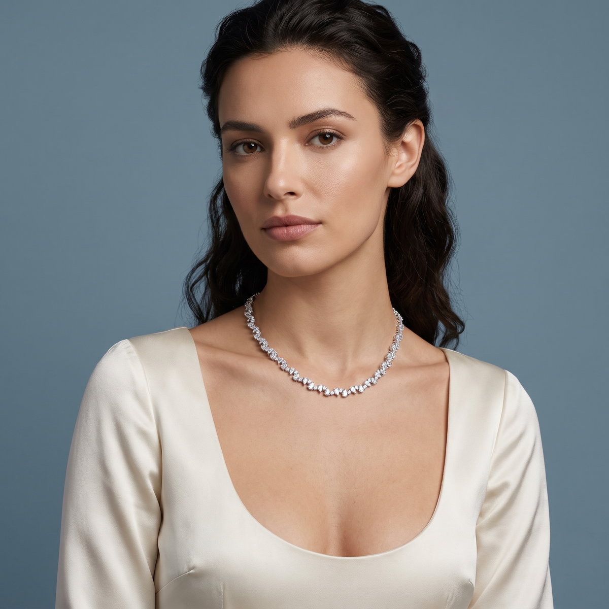 Platinum Timeless Pear Round Teardrop Brilliant Diamond Pendant Necklace - Beauty