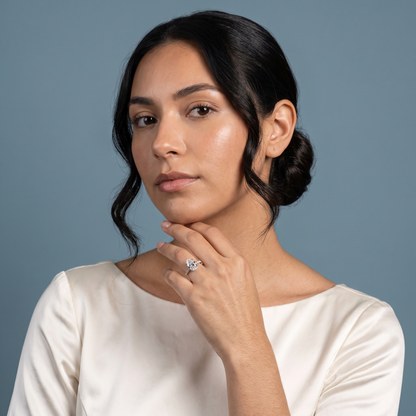 Platinum Pear Cut Diamond Solitaire Ring - model beauty shot