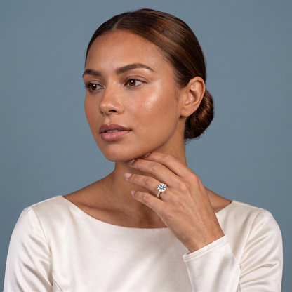 18 KT Yellow Gold Round Cut Diamond Solitaire Ring - model beauty shot