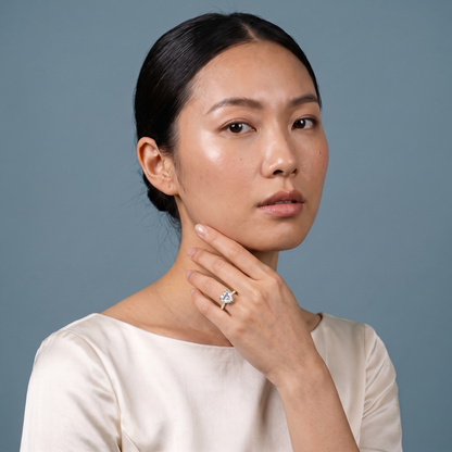 18 KT Yellow Gold Heart Cut Diamond Solitaire Ring - model beauty shot