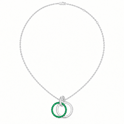 Sterling Silver Lab Grown Emerald Interlocking Circles Pendant - View 3