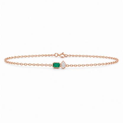 14K Rose Gold Lab Grown Emerald Pear Diamond Toi et Moi Bracelet - View 4