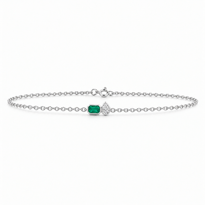 Platinum Lab Grown Emerald Pear Diamond Toi et Moi Bracelet - View 4