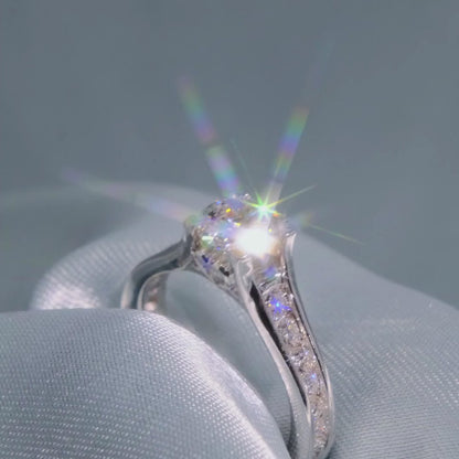 Round Cut Diamond Solitaire Ring with Graduated Channel Band - Video