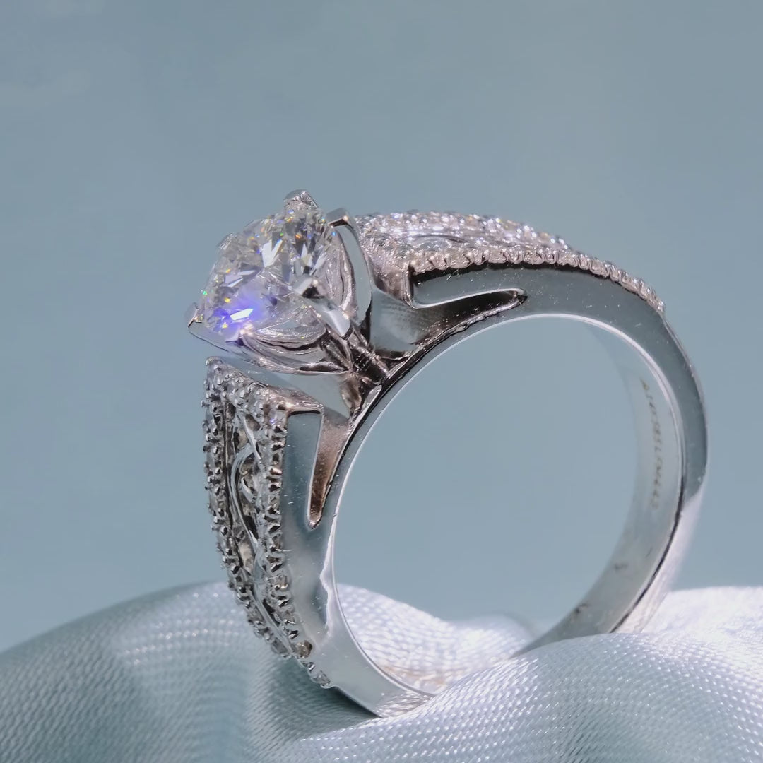 Round Cut Diamond Solitaire Ring with Celtic Knot Band - Video