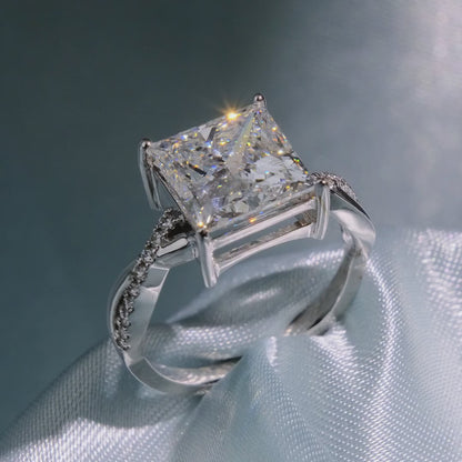 Princess Cut Diamond Solitaire Ring with Twisted Pave Band - Video
