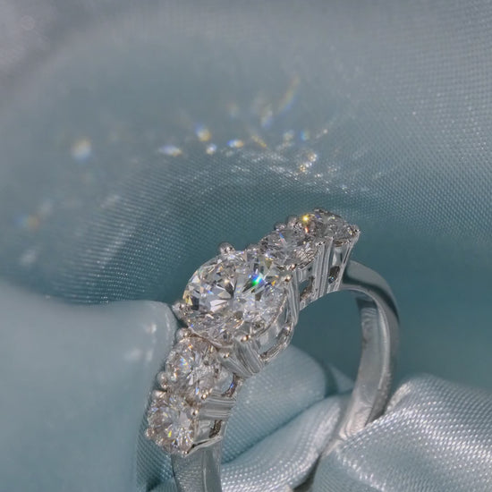 Round Cut Diamond Five Stone Ring with Channel Set Band - Video