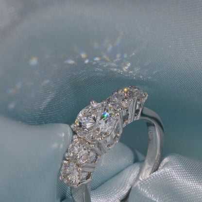 Round Cut Diamond Five Stone Ring with Channel Set Band - Video