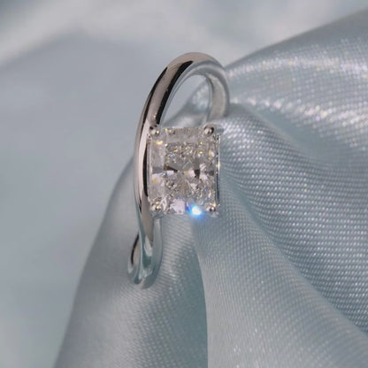 Radiant Cut Diamond Solitaire Ring with Bypass Band - Video